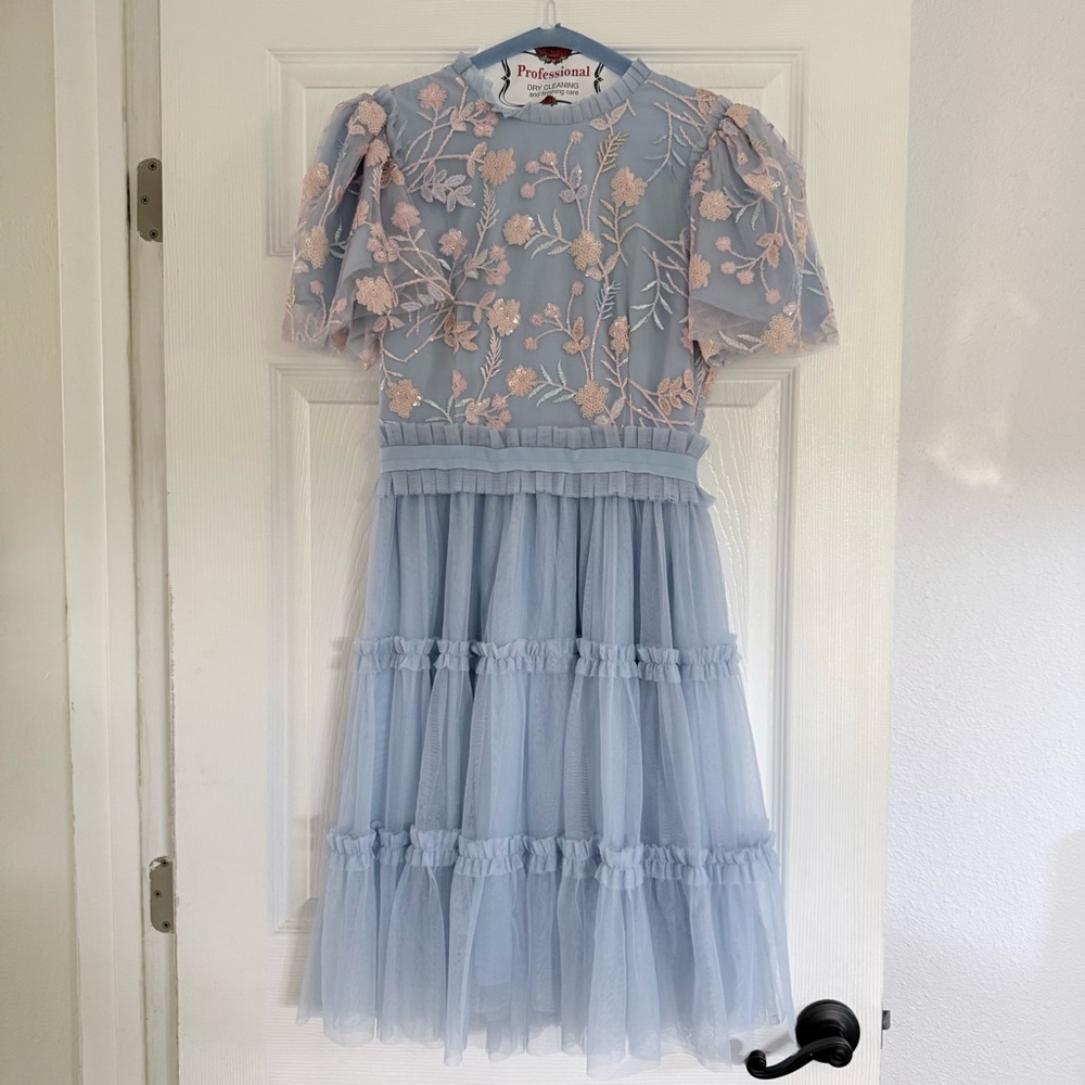 Easter Dress - Floral Embroidered Baby blue